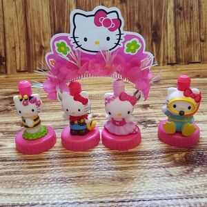 Hello Kitty Belly Washer Toppers Pink Lid Straw Birthday Headband Crown Sanrio